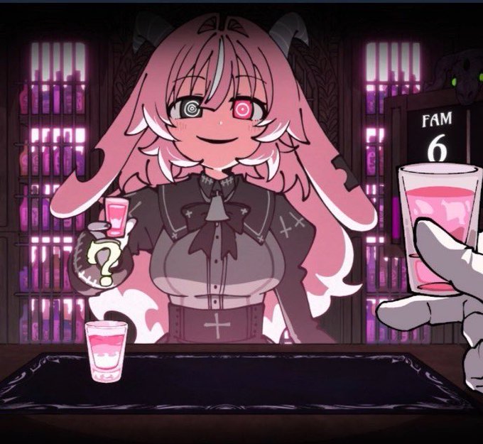 Key art style preview for the Steam game Drunken Goddess Reflux, showing a stylized drinking-duel theme against a demon.